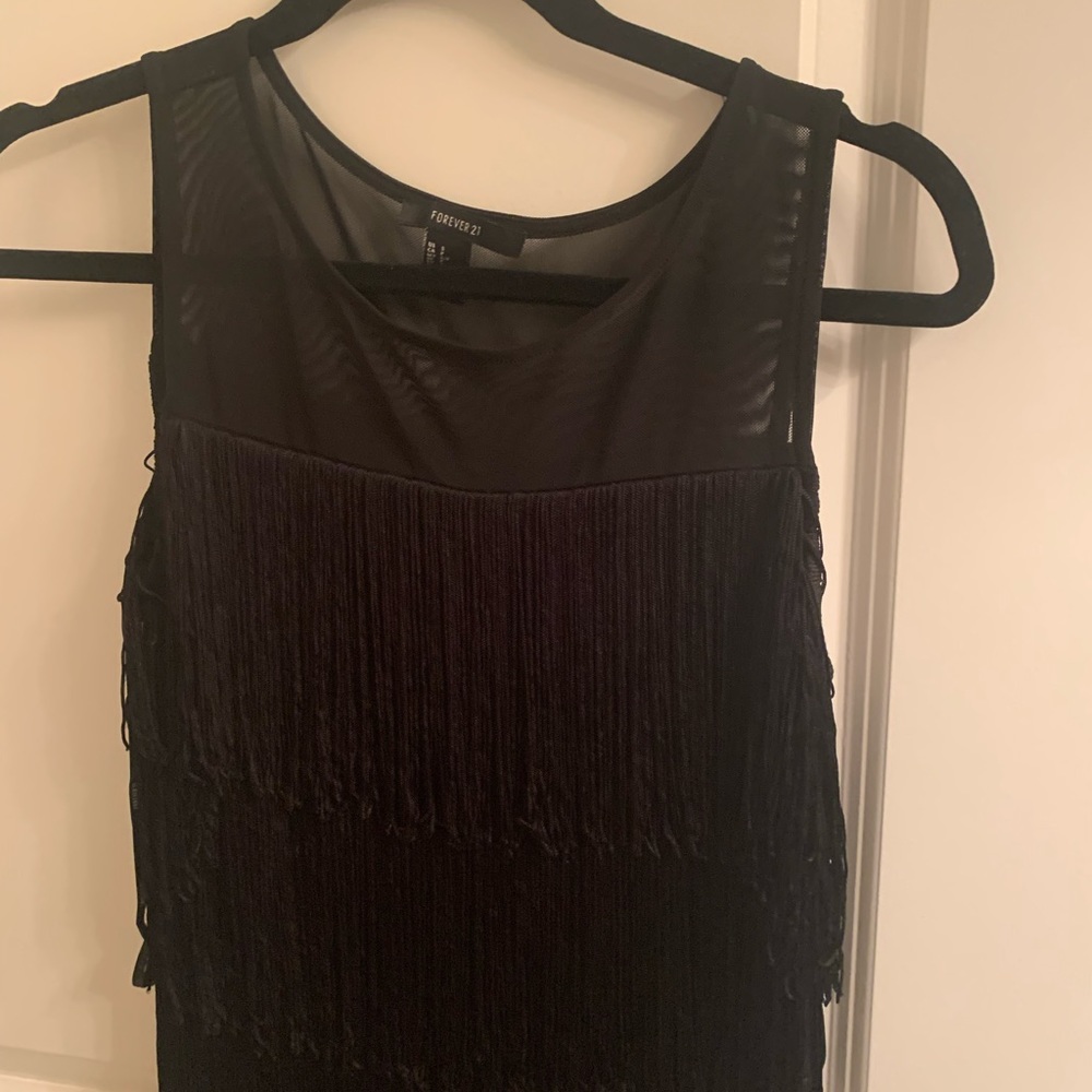 Black  fringed forever 21 dress.  small